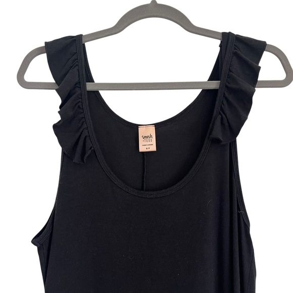 Smash + Tess Black ruffle Sleeveless stretchy Jumpsuit size small bamboo cotton - Picture 2 of 12